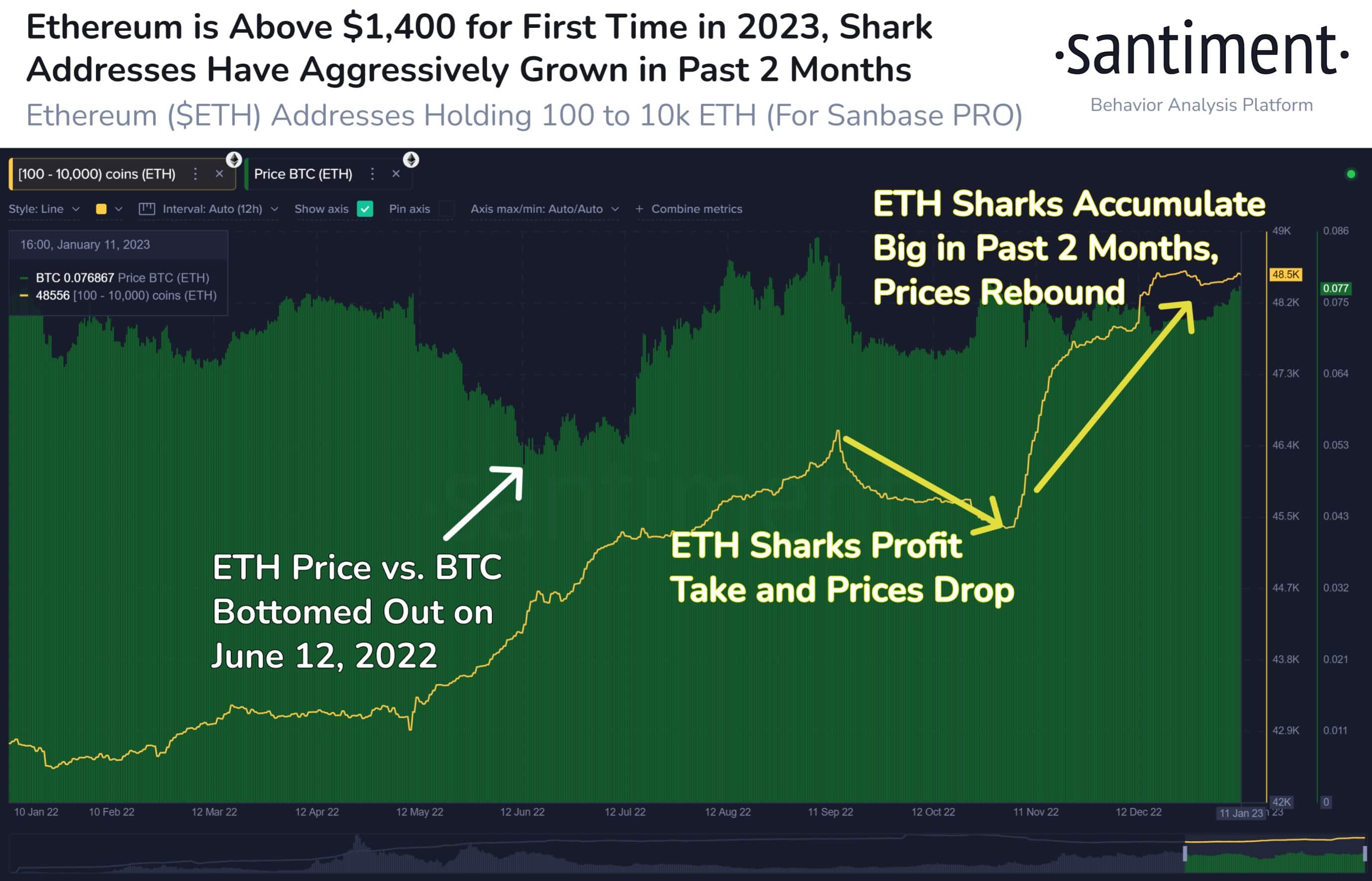 Ethereum (ETH) лидирует в ралли альткойнов с накоплением адресов акул