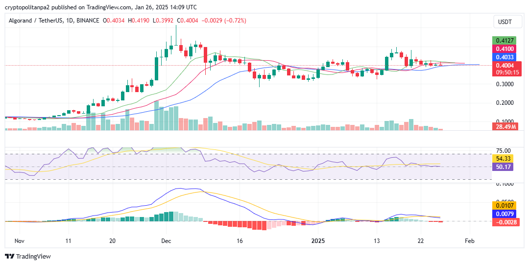 ALGO/USD الرسم البياني ليوم واحد. مصدر الصورة: TradingView