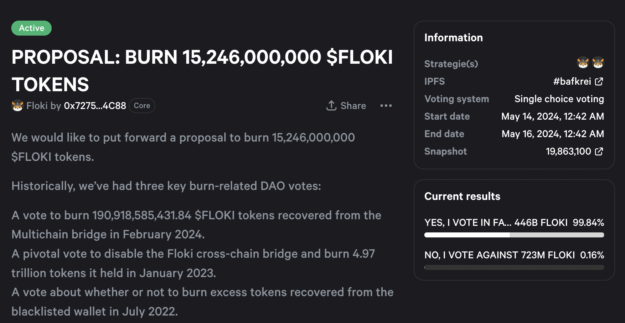 FLOKI token burn