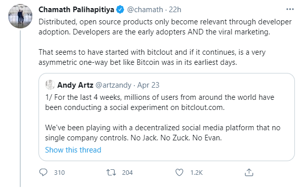 Chamath Palihapitya excited by BitClout