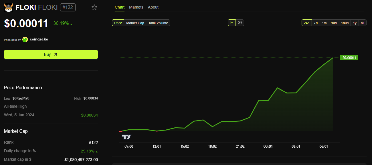 График цены FLOKI