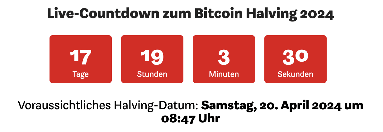 Bitcoins Halving rückt in unmittelbare Nähe | Quelle: WirtschaftsWoche