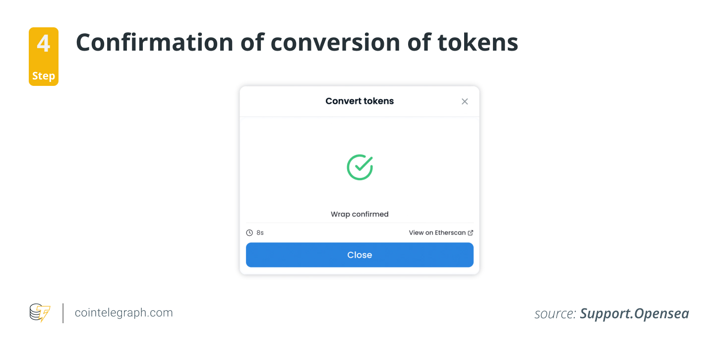 Step 4: Confirmation of conversion of tokens