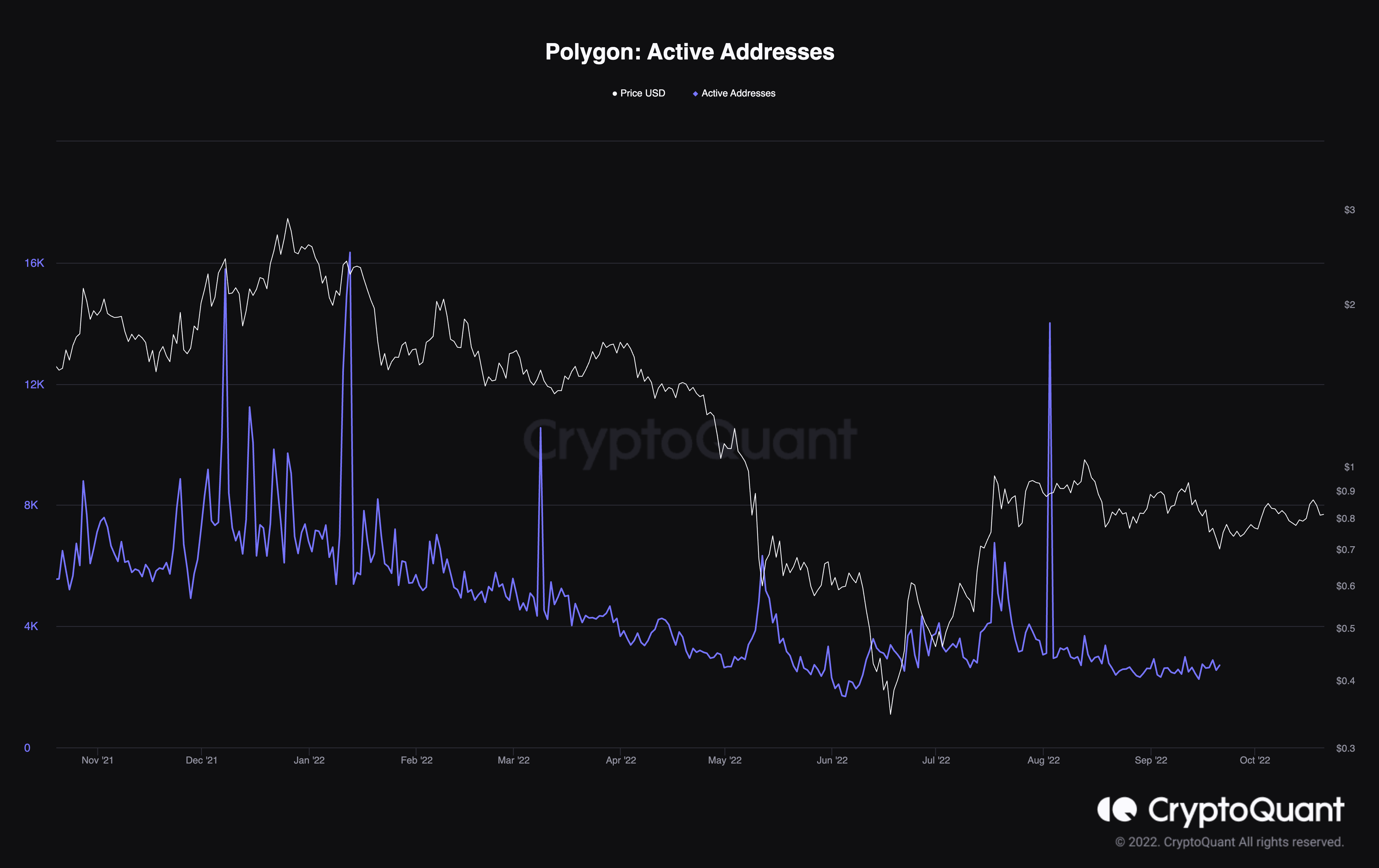 Polygon active address count. Source: CryptoQuant