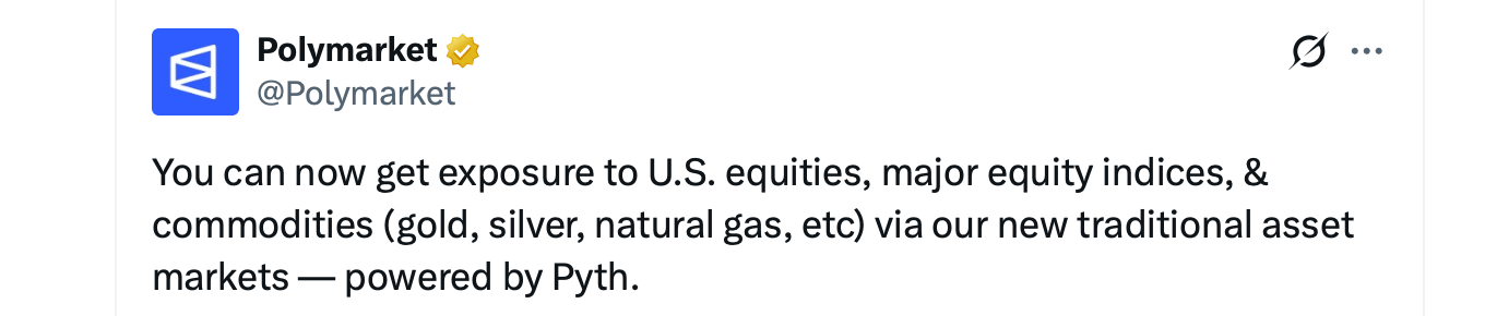 Polymarket открывает рынки традиционных финансов для торговли на основе прогнозов благодаря интеграции с Pyth