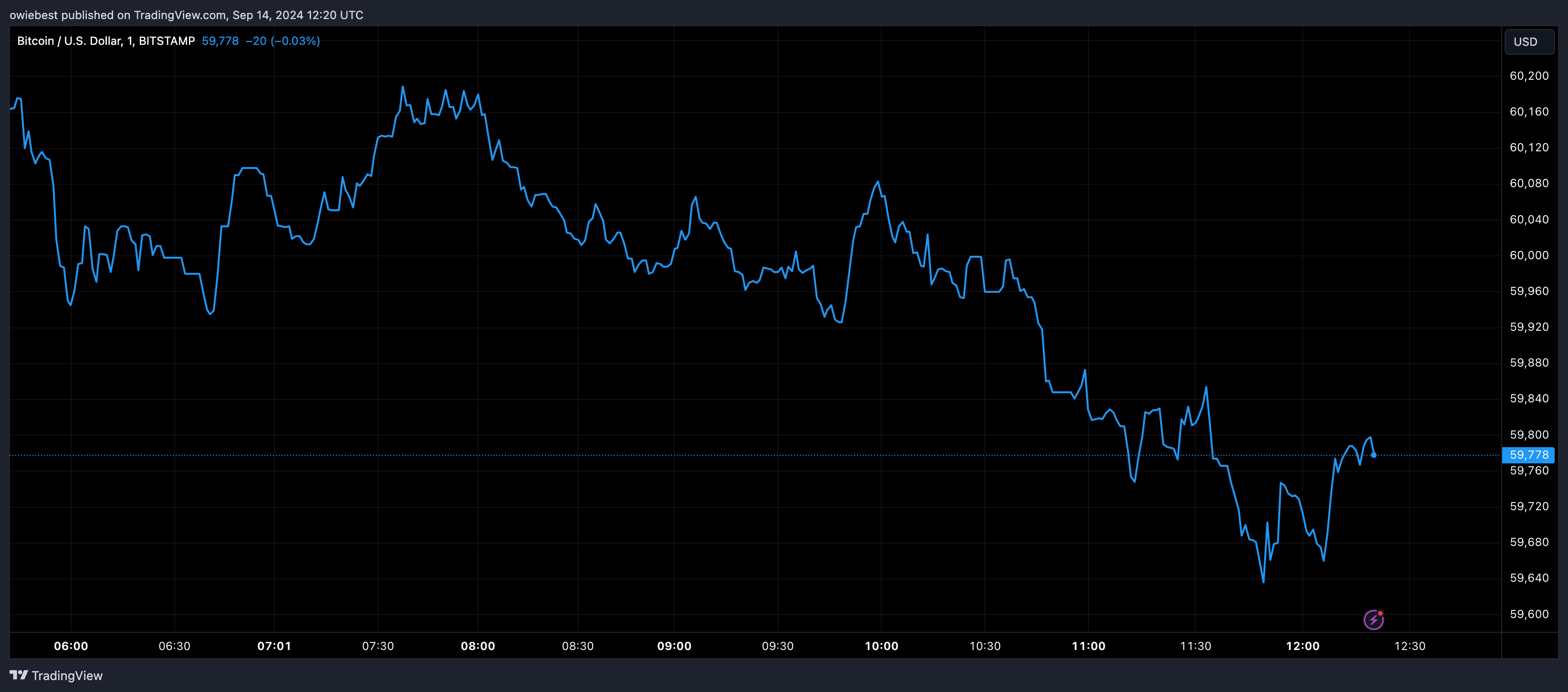 Bitcoin Price Chart by Tradingview.com