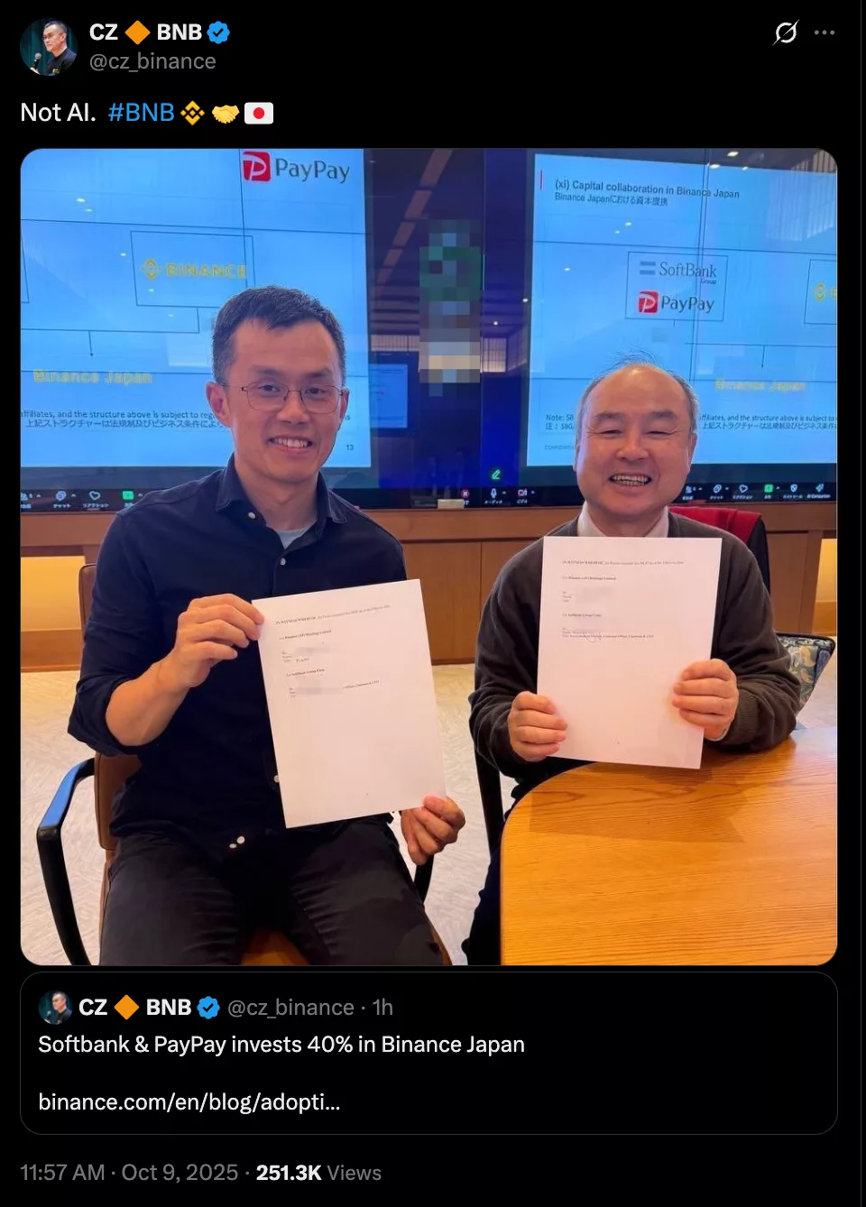 Changpeng Zhao at the PayPay office.