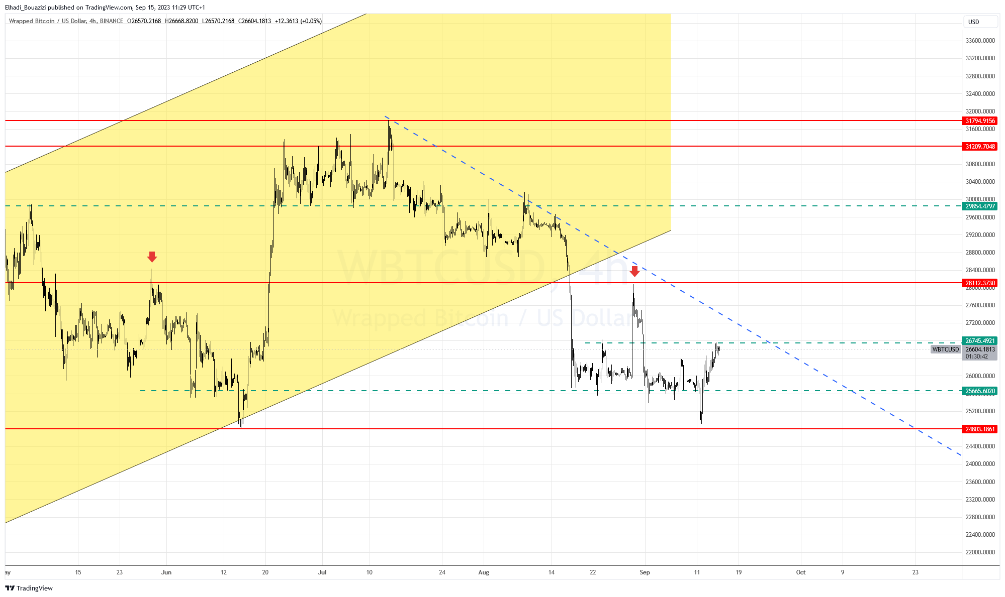 الرسم البياني 4سا لسعر عملة WBTC