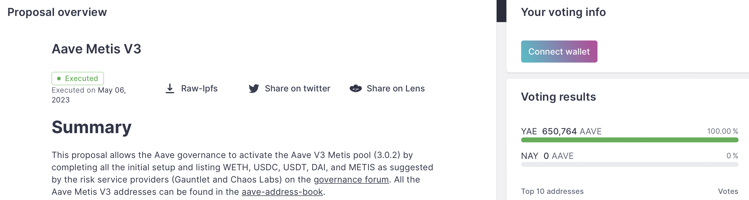 AAVE Metis V3 proposal