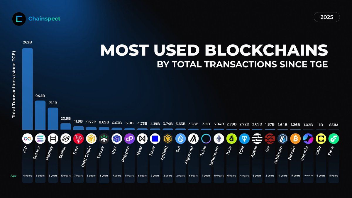 ICP leads blockchain transactions since TGE