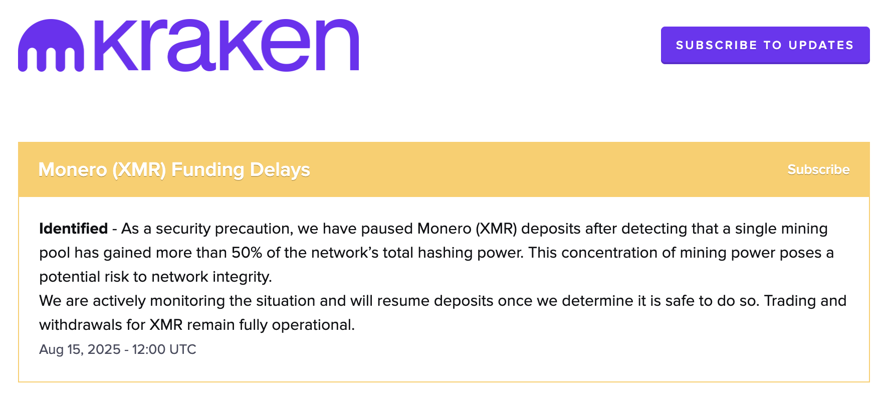 Monero in trouble: Kraken freezes deposits, Qubic grabs 51% hashrate - 1