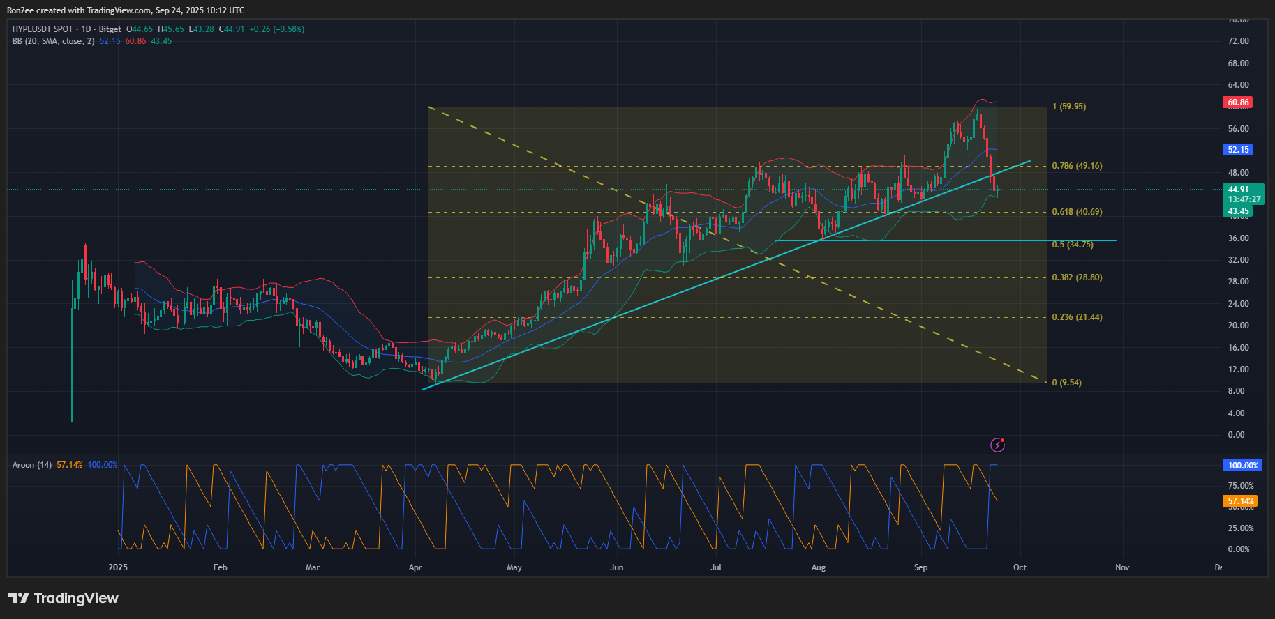HYPE price has dropped below a key trendline that had served as strong support since April this year.