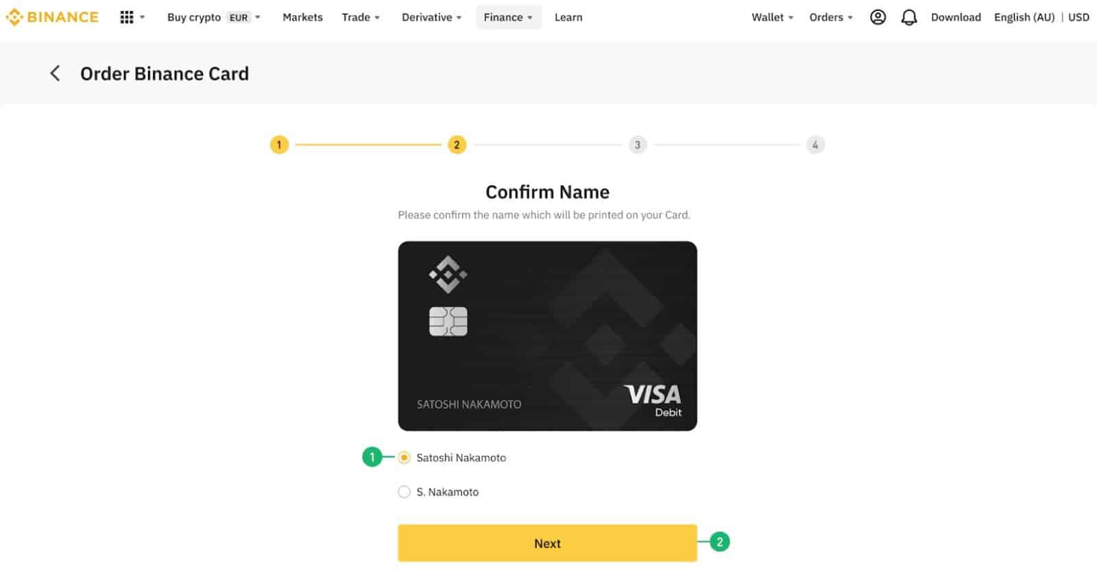 Карта visa бинанс