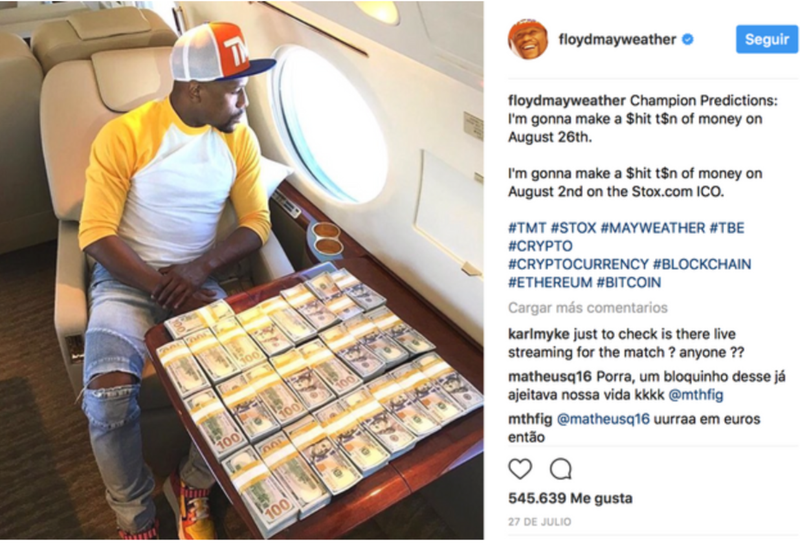Floyd Mayweather's psot promoting Stox