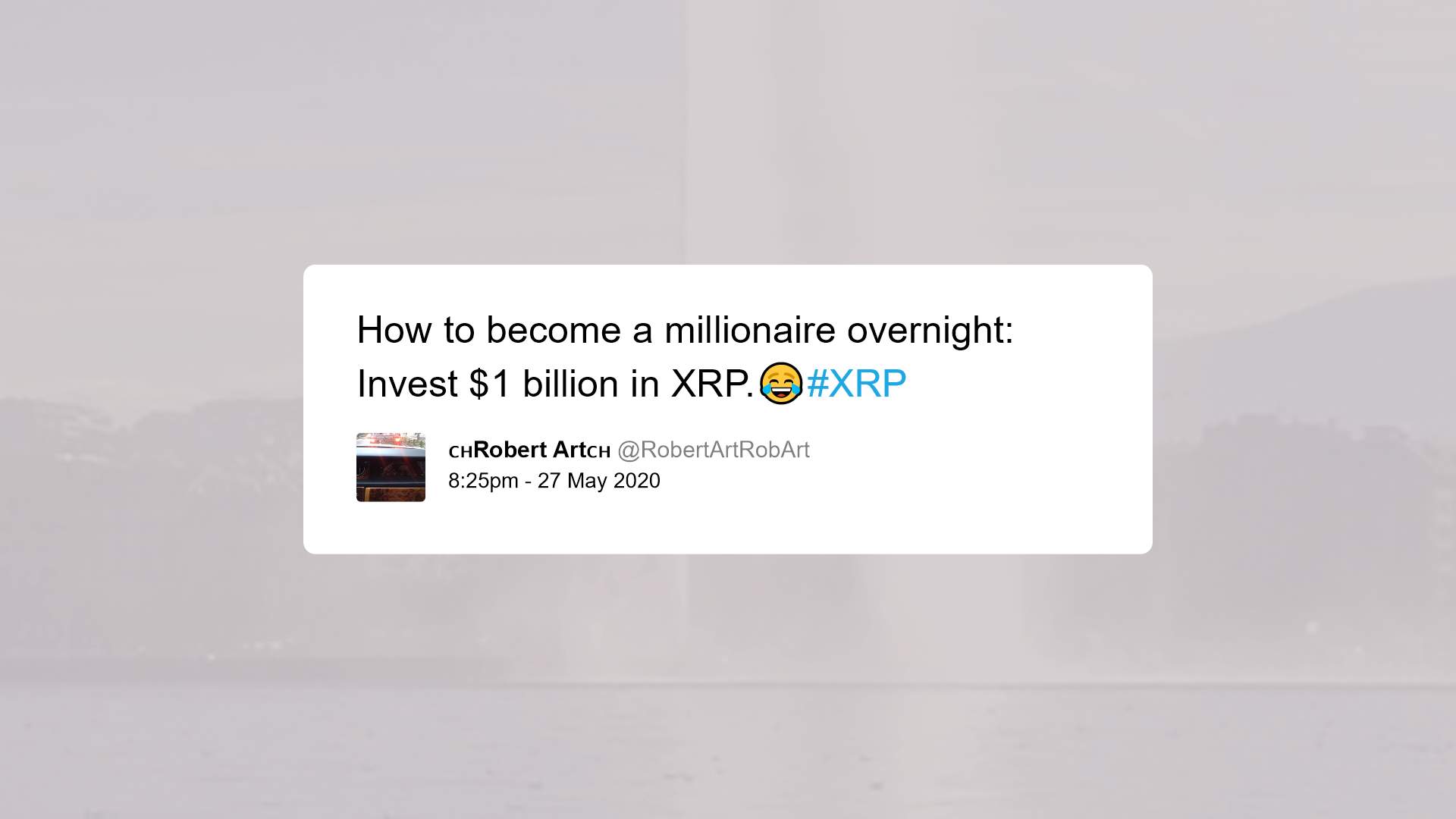 Tweet from pro-Ripple XRP influencer poking fun at the stale price action
