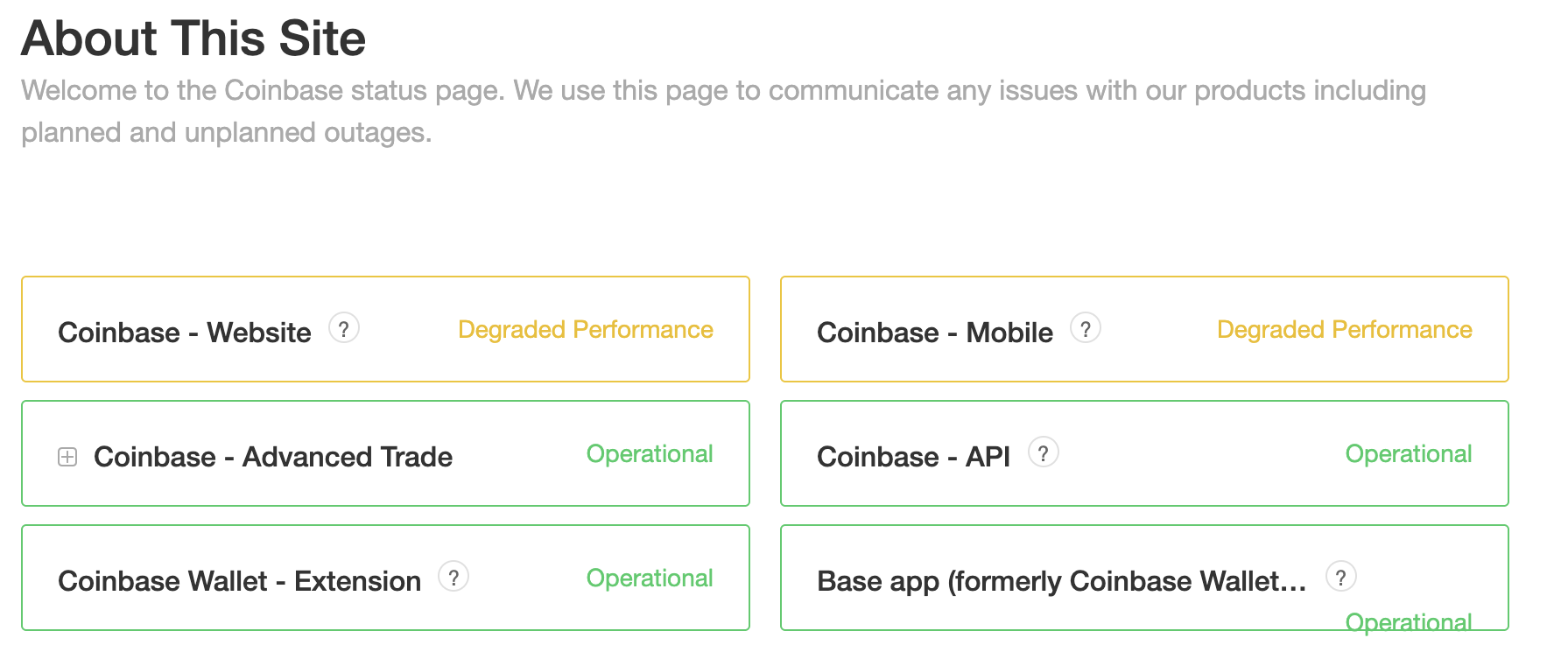 Ongoing Coinbase Outages