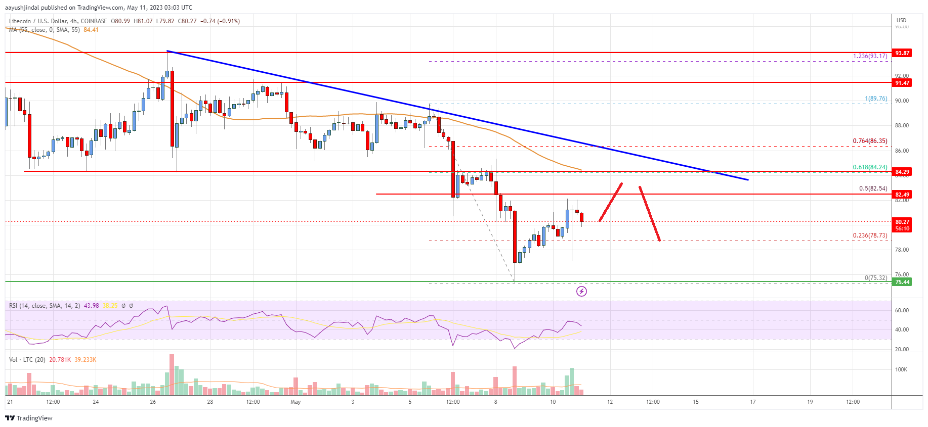 Анализ цен на Litecoin (LTC): быки сталкиваются с трудностями