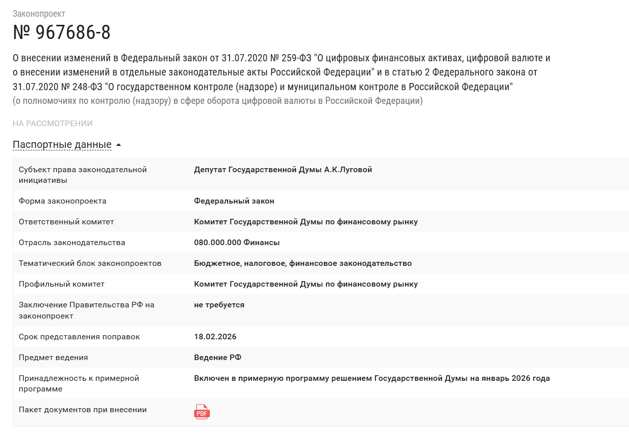 карточка законопроекта