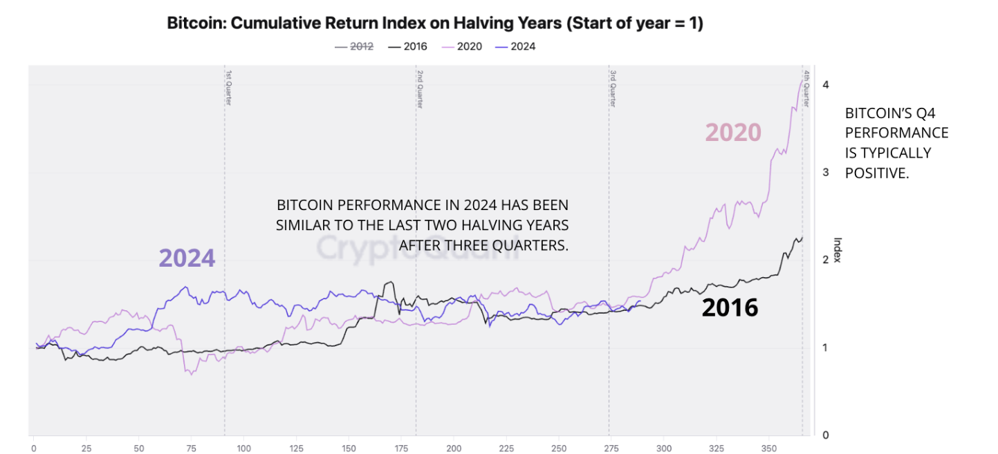 Bitcoin Cumulative Return Index on Halcing Years chart. Source: CryptoQuant