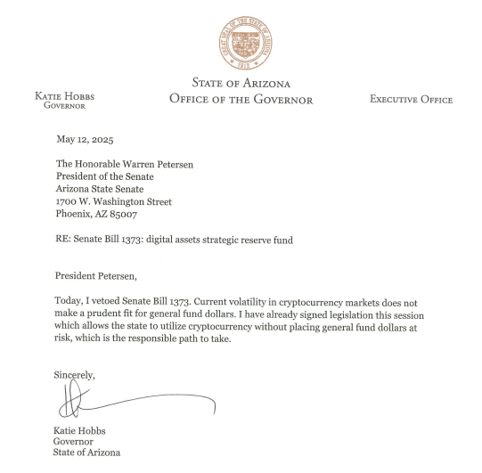 Arizona Governor Vetoes Crypto Reserve Bills, Approves Anti-Fraud Regulation on Crypto ATMs