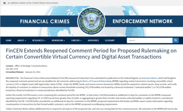 FinCEN allows 60 more days for comments on rulemaking proposal