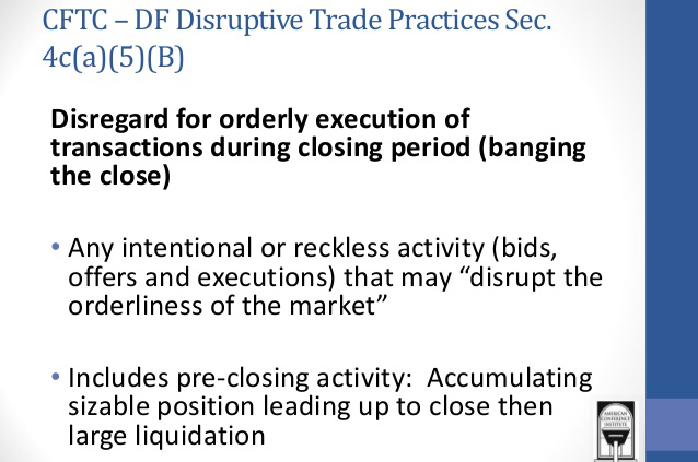 Banging the Close CFTC definitions