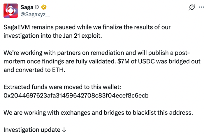 Saga приостановила работу сети после взлома на $7 млн