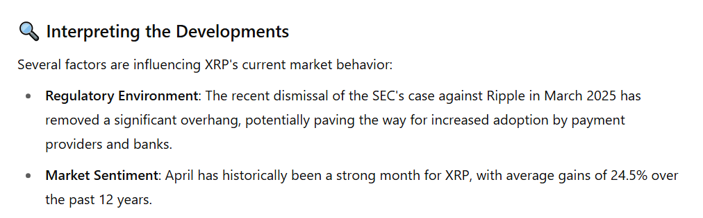 ChatGPT identifies the key developments for XRP.