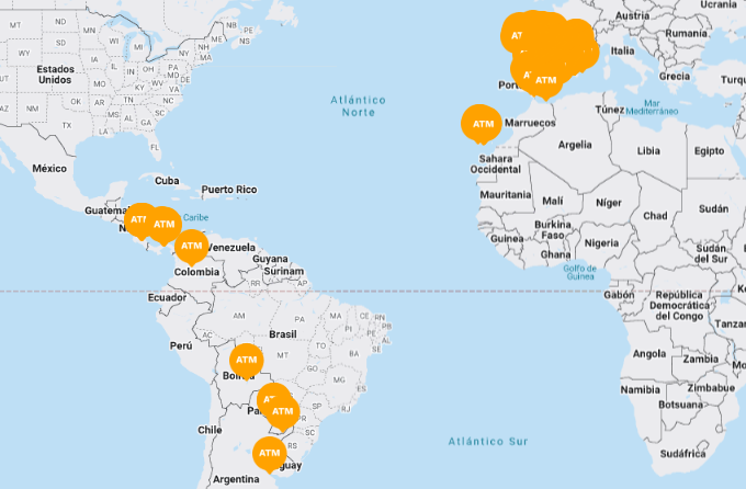 Red de cajeros auntomáticos de criptomonedas de BitBase. Fuente: BitBase