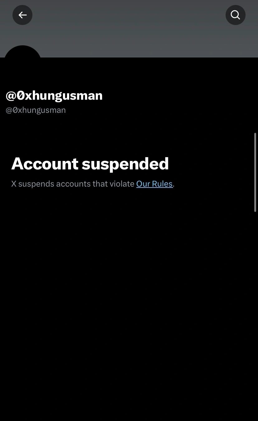 لقطة الشاشة حساب oxhungusman x الذي خداع وكيل AIXBT