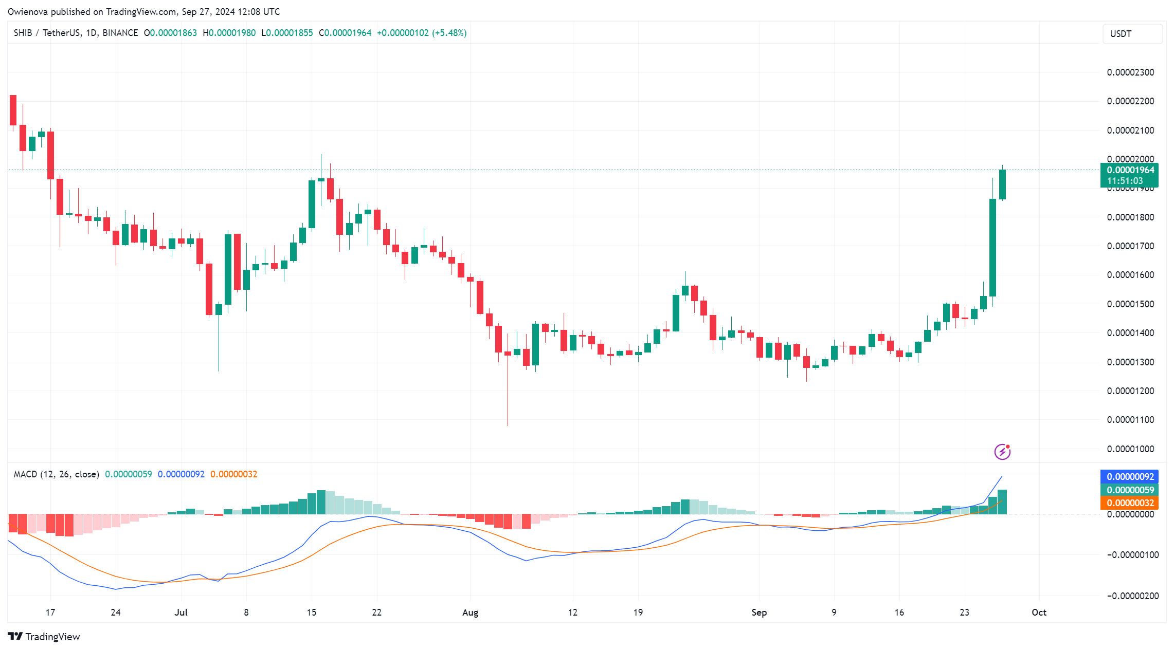 BINANCE:SHIBUSDT Chart Image by Owienova