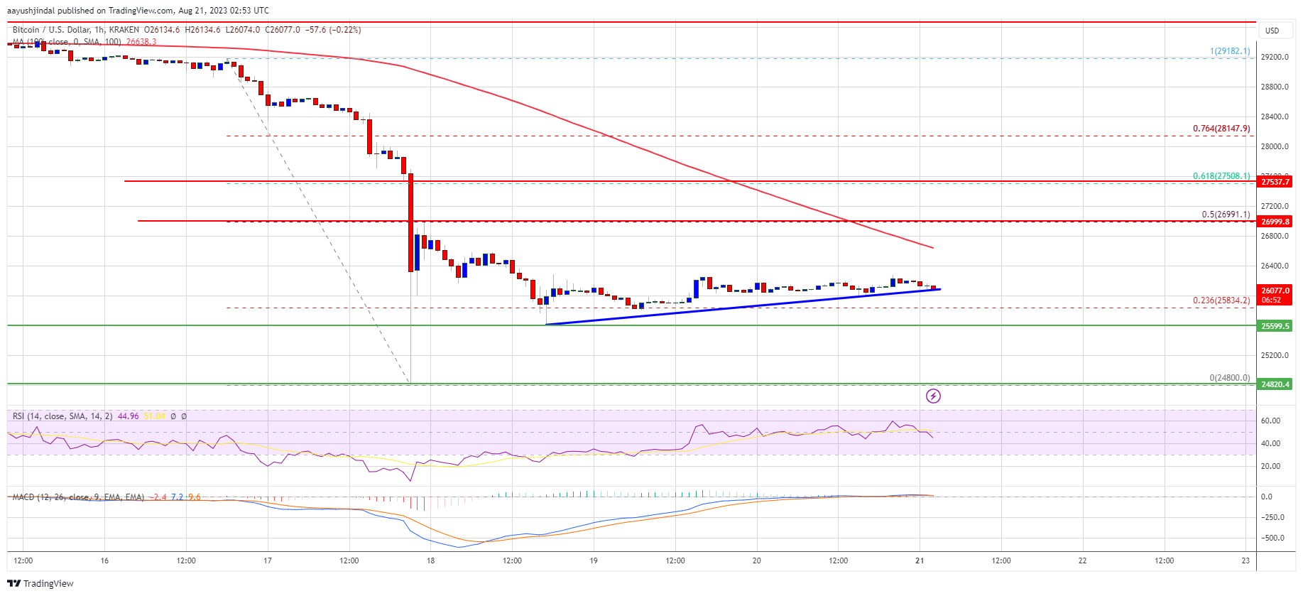 Harga Bitcoin Mengkonsolidasikan Kerugian dan Beresiko Turun Baru Menjadi $25K