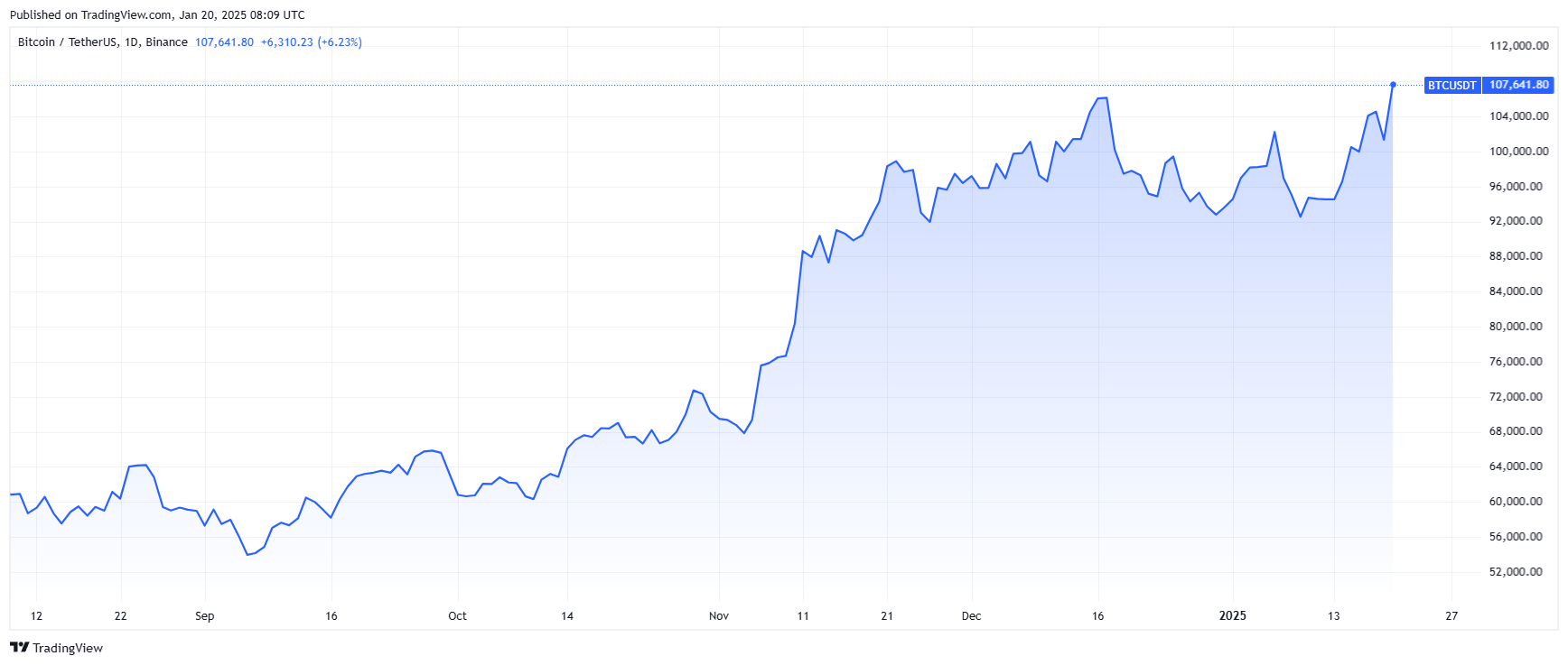 Bitcoin price reaches new ATH. Source: Tradingview.com