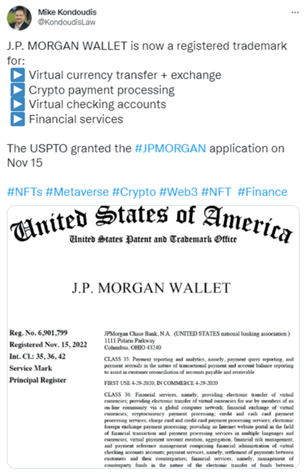 Банковский гигант JPMorgan собирается оказывать услуги по обмену криптовалютами