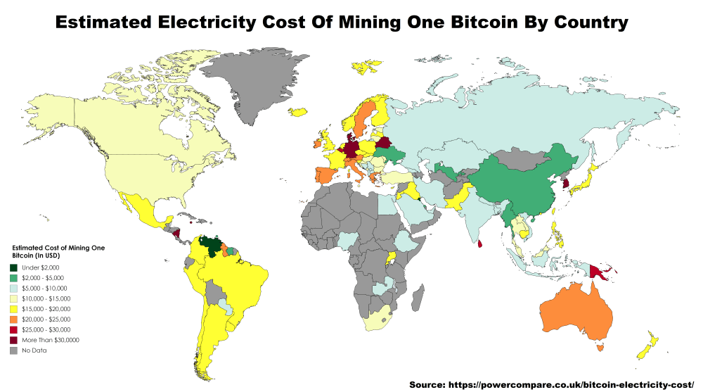 cheapest places to mine bitcoin